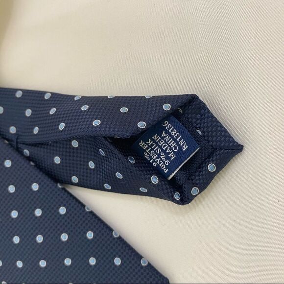 Club Room Men’s Blue Polka Dot Tie - Picture 3 of 4